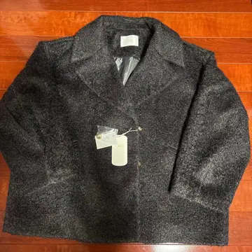 Chico 금장 버튼 샤기 루즈 코트 차콜 그레이