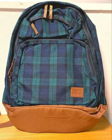 그라비스 백팩 체크 무늬 그린