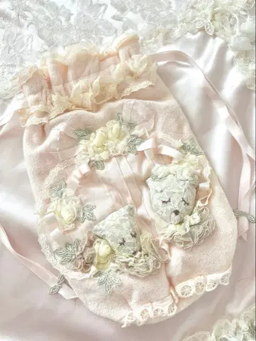 미사용 히스크로네 레이스 복조리 파우치 백 사에라 아키아카네