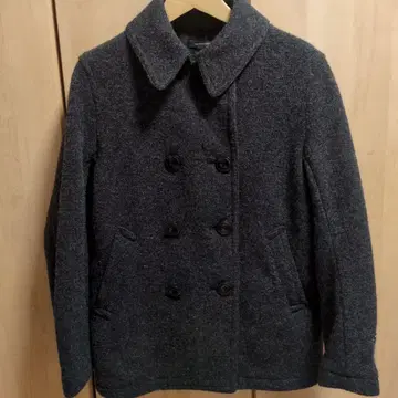 울 더블 브레스트 코트 다크 그레이