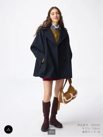 코지 멜톤 케이프 코트 네이비 S 사이즈 택 포함 미사용 새상품 GU