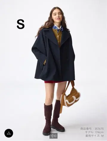 코지 멜톤 케이프 코트 네이비 S 사이즈 택 포함 미사용 새상품 GU