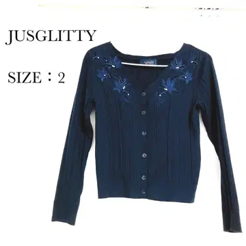 [새상품급] JUSGLITTY 니트 가디건 네이비 사이즈 2