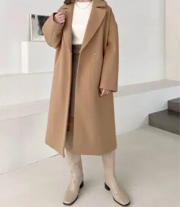 무지 체크 체스터 코트