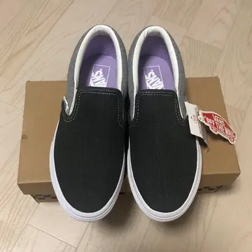 반스 VANS [ 미사용 ] 슬립온 블랙 x 그레이 22.5
