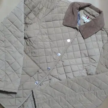 베이지 계열 퀼팅 자켓 코듀로이 옷깃