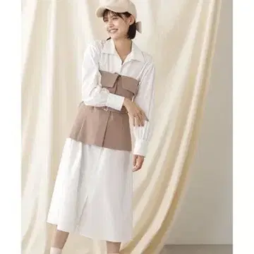 셔츠 원피스 화이트 브라운 FR 36