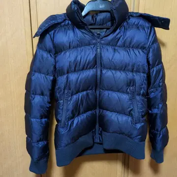 유니클로 네이비 퀼팅 다운 자켓 후드 부착