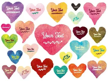 수채화풍 하트형 스티커 세트