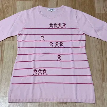 PICONE 피코네 울 스웨터 보더 스팽글 핑크 L