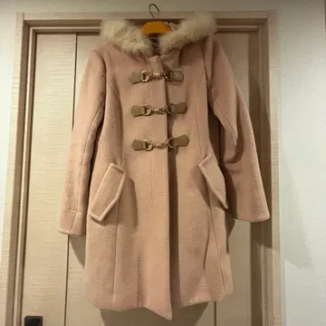 [새상품급] 매쉬매쉬 핑크 퍼 부착 롱 코트 더플 코트 38