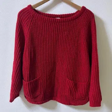 루즈핏 니트 프리 사이즈 여성용 레드 스웨터 빨간색 오버 사이즈