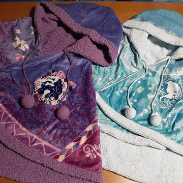 플리스 후드 부착 판초 2개 세트