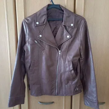 브라운 가죽 싱글 라이더 자켓