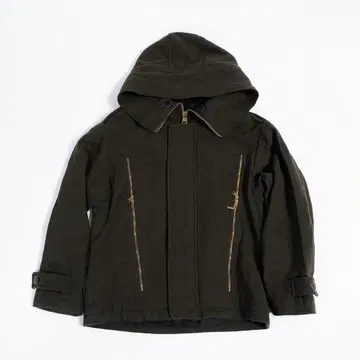 다크 그린 후드 부착 밀리터리 자켓
