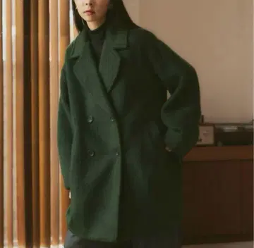 해피존 울 블렌드 샤기 코쿤 P 코트 happy john