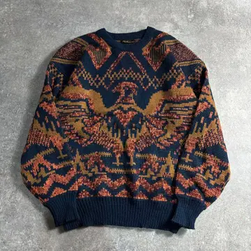 90s 구제 의류 패턴 니트 헤이세이 그런지 gx1000 계 오렌지 블루