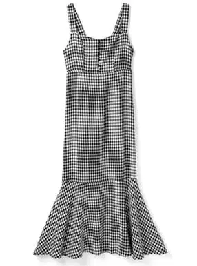 벨트 포함 하운드투스 체크 머메이드 오버롤 스커트