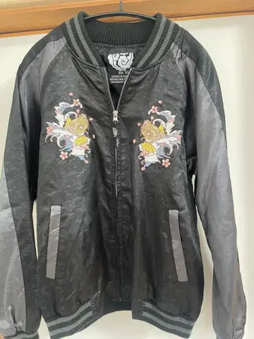 스카잔 잉어 자수 일본풍 패턴 벚꽃 M