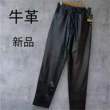 [ 새상품 ] 소가죽 카우 레더 팬츠 커팅 ALCA 검품 블랙 M 상당