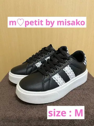 [ 미사용 ] 아오키 미사코 레이스 장식 통굽 스니커즈 블랙