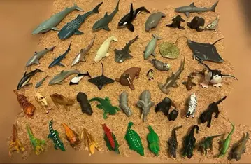 바다 생물 육지 생물 공룡 피규어 세트 상어 돌고래 펭귄