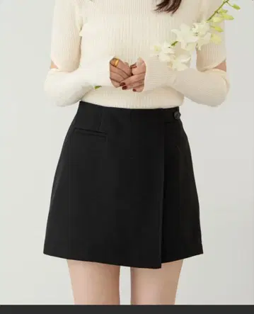 hinari 랩 디자인 미니 치마바지 블랙 XS