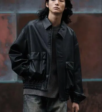 leather jacket s size 짧은 기장