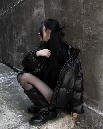 가죽 블랙 다운 자켓