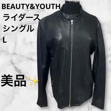 BEAUTY&YOUTH 싱글 라이더 L 램 가죽 블랙