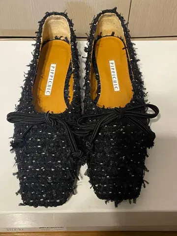 PEPPICHIC 트위드 발레 슈즈 블랙