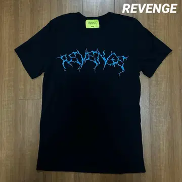 REVENGE 리벤지 라이트닝 T셔츠 스컬 양면 플로키 프린트