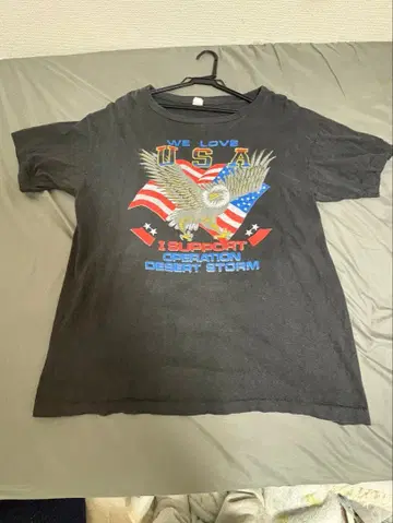 90s USA 빈티지 이글 성조기 페이드 T XL