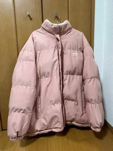 JEEP 다운 자켓 리버서블 따뜻한 복슬복슬 방한 한국 스타일 핑크