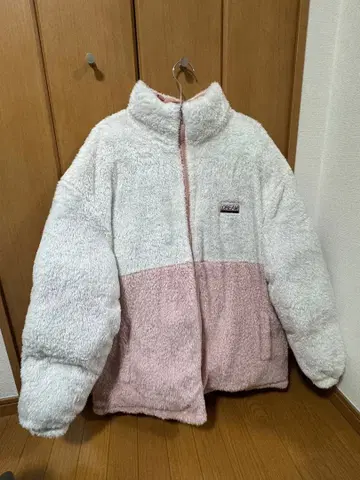 JEEP 다운 자켓 리버서블 따뜻한 복슬복슬 방한 한국 스타일 핑크