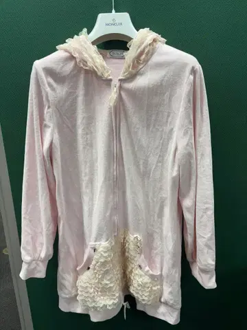 HISCHRONE 핑크 프릴 후드 후드티