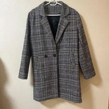 체크 롱 코트