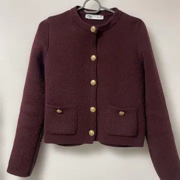 ZARA 버건디 골드 버튼 가디건