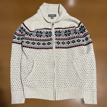 EddieBauer 노르딕 무늬 지퍼 니트 S 새상품급