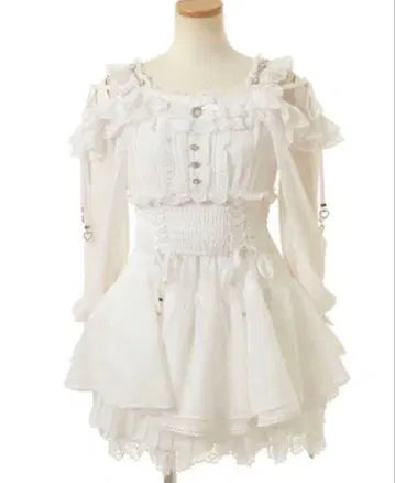 [ LIZLISA ] 오프숄더 쉬폰 셋업 화이트