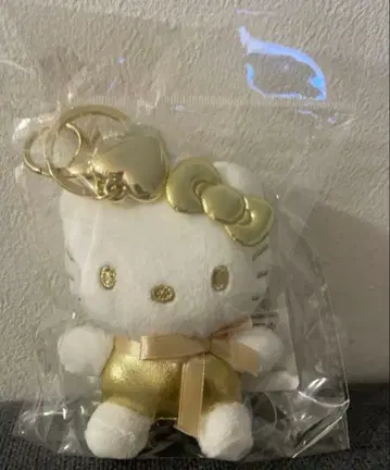산리오 한국 한정판 헬로키티 골드 봉제 인형 키링