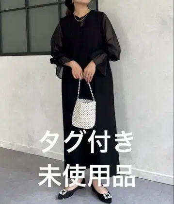 프로즈 베일 시어 블라우스 세트 키 넥 원피스