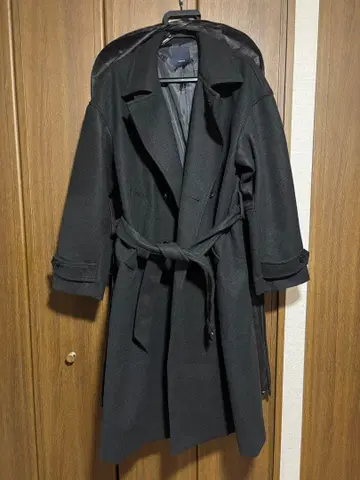 DRAW 더블 브레스트 체스터 코트 블랙