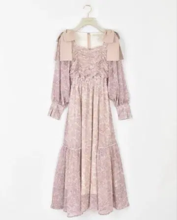 An MILLE 안미르 플라워 바이컬러 리본 OP 핑크