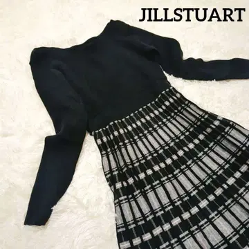 JILLSTUART 질스튜어트 니트 x 체크 긴팔 롱 원피스