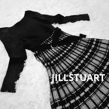 JILLSTUART 질스튜어트 니트 x 체크 긴팔 롱 원피스