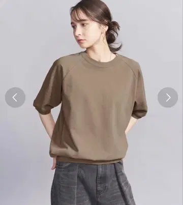 B&Y UNITED ARROWS 래글런 숏슬리브 맨투맨