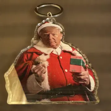 메리 크리스마스 트럼프 대통령 키링 화이트 깃털