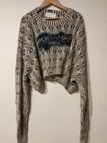 Mess Arts 케이블 니트 크롭 스웨터