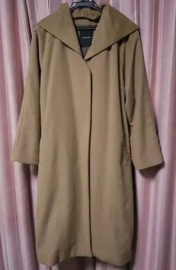 JEANASIS 후드 부착 카멜 롱 코트